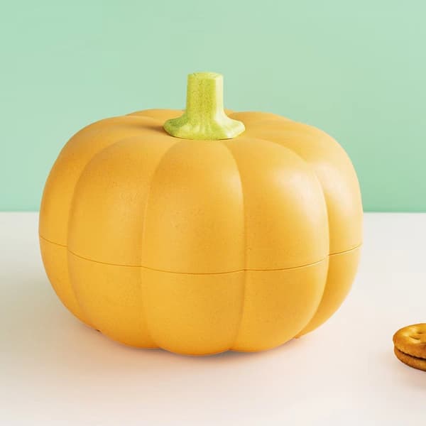 Two-pack Pumpkin Double-Layer Snack Tray, Three-Compartment Halloween Snack Bowl Holder with Toothpick Storage Compartment, Fruit Plate for Movie Night