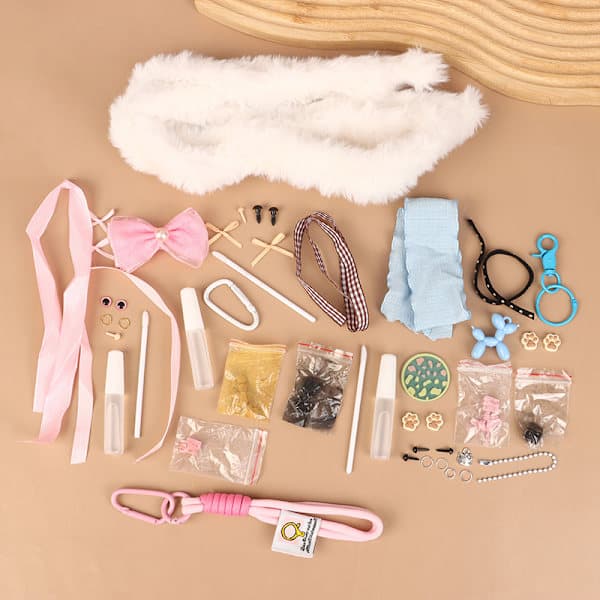 Kawaii Plys Kattekilling Håndlavet DIY Vedhæng Materialesæt Piger 04