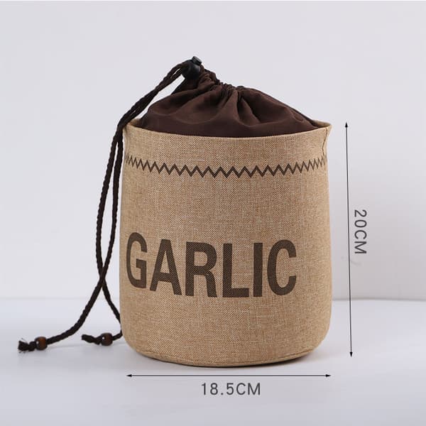 Jutesække med snoretræk til opbevaring - til kartofler, løg, hvidløg og gulerødder GARLIC