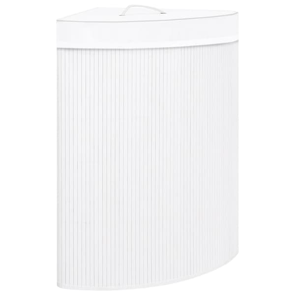 vidaXL Laundry Basket for Corner Bamboo White 60 L Vit white
