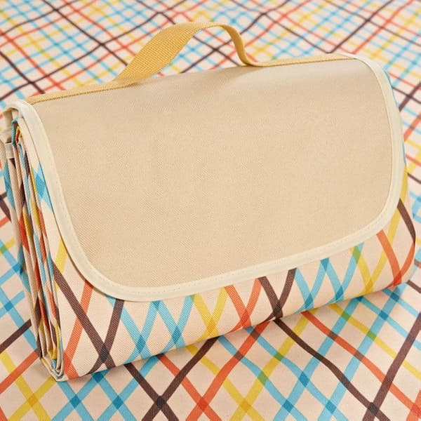Picnic Blanket Extra Large 203x152 cm Waterproof Foldable Beach Picnic Blanket (Khaki Argyle)