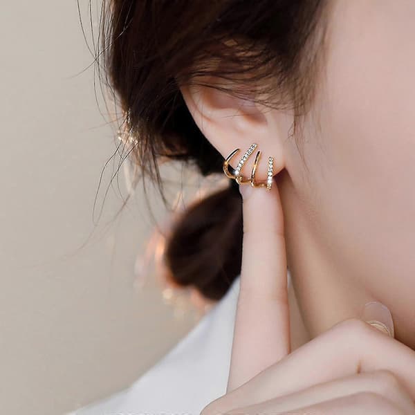 Fire klo øreringe Fire klo øreringe Minimalistiske over-øre piercing øreringe Gold
