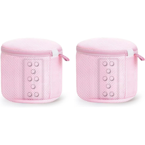 2 stk, Vaskeriposer, Store Holdbare Vaskemaskin Tørketrommel Vaskposer for Underklær, BH, Sokker, Babyklær, Lingerie Nettposer-15*15cm, rosa
