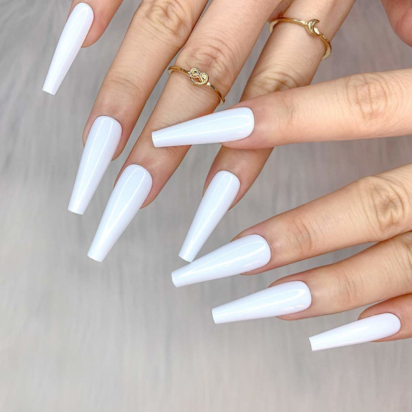 Nail Art Långa Falska Naglar (Vita) smink