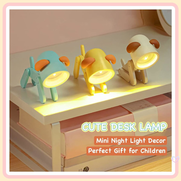 6 stk. Mini LED natlys Sød dinosaur bordlampe natlys, justerbar mobiltelefonholder, bærbar læsebord natlampe