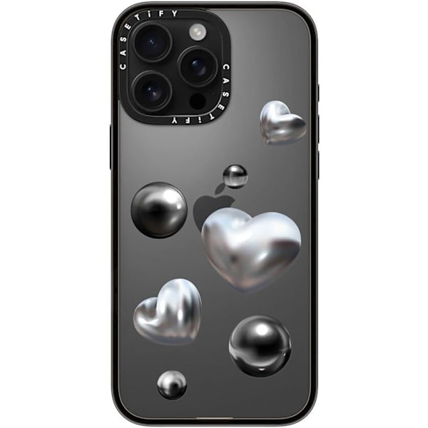 Kompakt iPhone 16 Pro Max Deksel [Lettvekt / 1,2 m 2X Militær Grad Fallbeskyttelse/Slank] - Kirsebær - Klar Svart Chrome Love iPhone 16 Pro Max