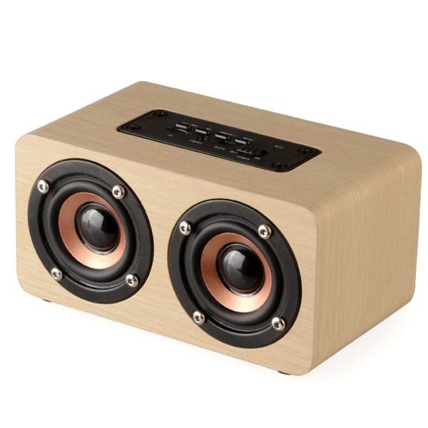 Puinen yhdistelmäkaiutin Langaton Bluetooth 4.2 Kaiutin, Stereokaiutin 2 kaiuttimella - Keltainen puukuvio
