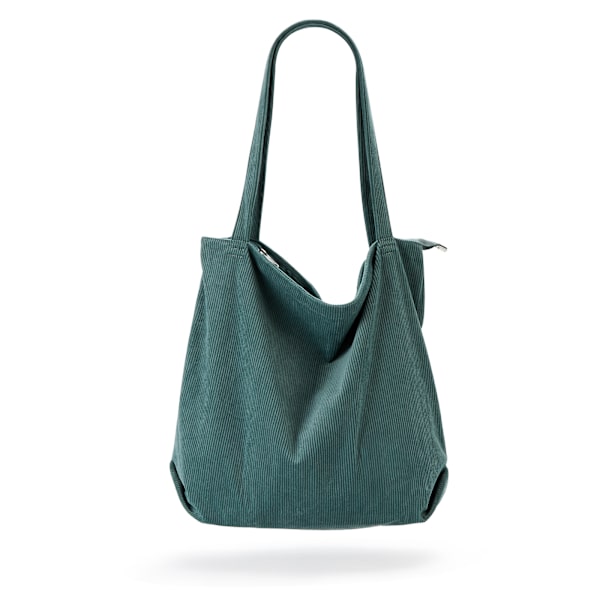 Tyk Corduroy Tote Taske Ekstra Stor Kapacitet Håndtasker Skuldertasker med Lynlås Cord Tote Taske til Kvinder Damer Piger Casual Shopping Taske