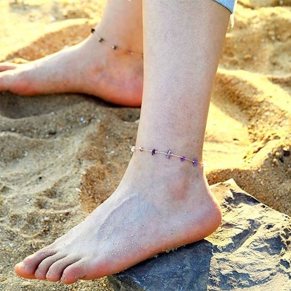 Guld Ankelkæder til Kvinder 14K Guldbelagt Ankelkæde til Kvinder Daisy Måne Stjerne Onde Øje Ankelkæde Boho Strand Fodkæde Justerbar Fin Fod Smykker