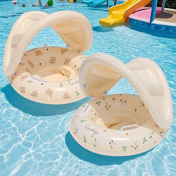 1st Bear & Rabbit Canopy Arm Float - Thickened Inflatable Pool Float for Summer, Beach, and Pool Rabbit