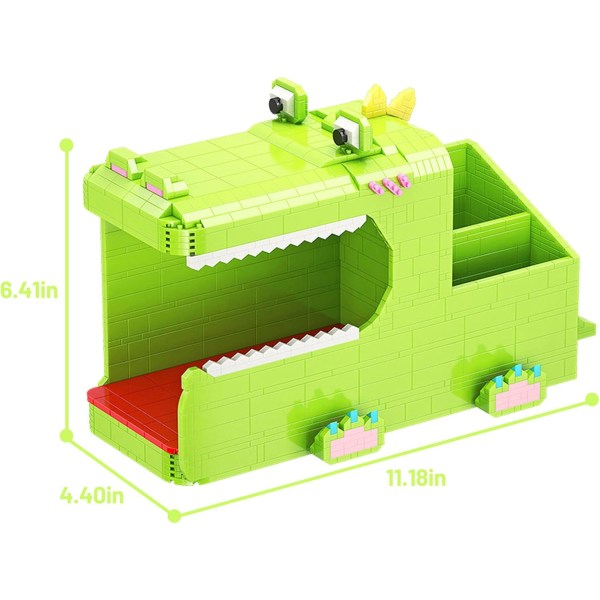 Krokotiili-nenäliina- ja kynätelineen rakennussarja, työpöydän järjestäjä, DIY-askartelusetti, lahja kouluun paluuseen, luova lelusetti