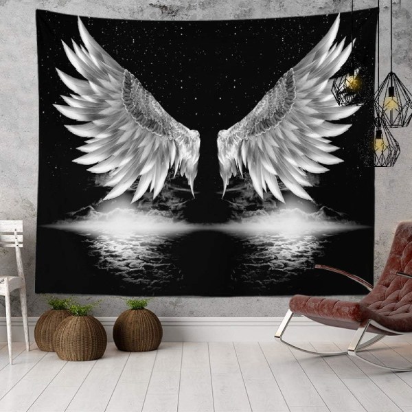 Æstetisk Trippy Boho Psykedelisk Sjov Hippie Væg Tapet Engel Vinger Kunst Dekoration til Soveværelse Stue College Sovesal, 150×100 Cm (60×40 Tommer)