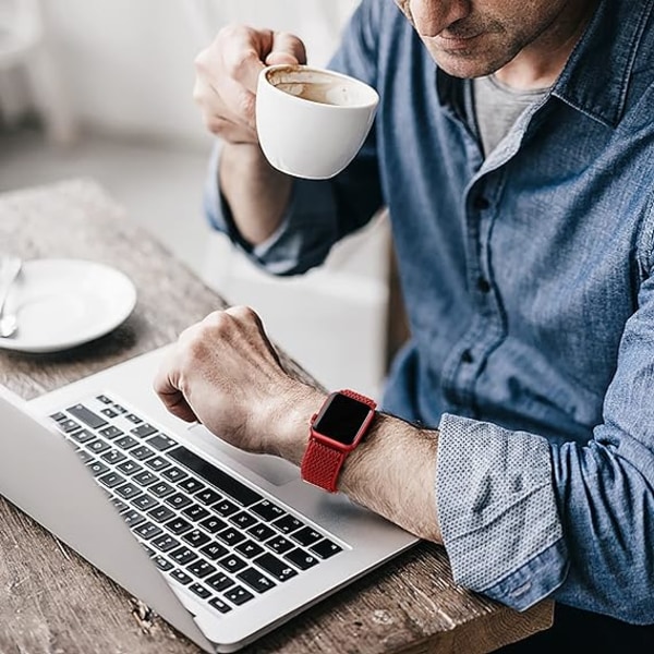 Elastiska band som är kompatibla med Apple Watch -band, Stretchy Solo Loop Mjuk nylon för kvinnor Män/Röd/Storlek: 42/44/45 mm