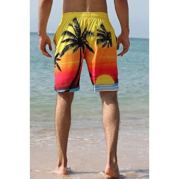 Badbyxor för män Beach Board Shorts Snabbtorka Baddräkter Semestershorts (Storlek：L)