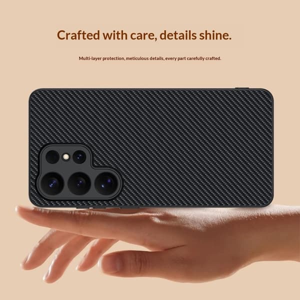 Samsung Galaxy S26 Ultra Cover Læder Kulfiber Tekstur Sort 60