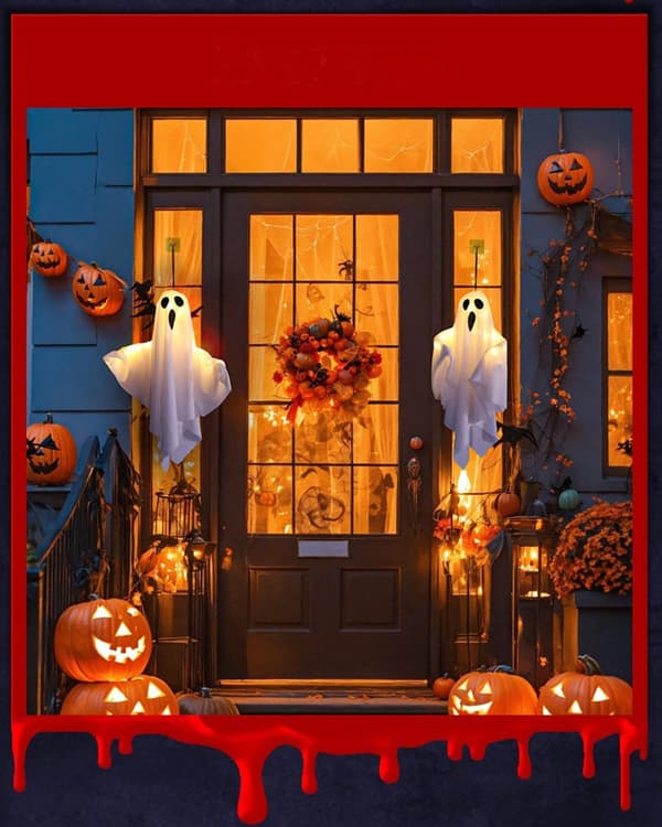 Halloween Outdoor Ghost Decorations, Halloween Hanging Luminous Ghosts for Front Yard Patio Lawn Garden, 2-pack, 40*50cm