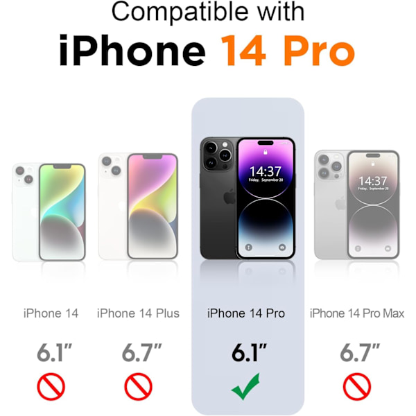Magneettinen iPhone 16 Pro Max -kotelo, [Sisäänrakennettu näkymätön jalusta][Yhteensopiva MagSafe-tekniikan kanssa] [Sotilastason iskunkestävä] Ohut läpikuultava Black Matte iPhone 14 Pro