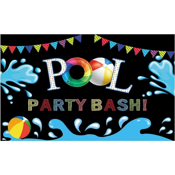 7x5ft Summer Pool Party Bash Bakgrund Simbollar Flaggor Flickor Födelsedagsfest Dekoration Livboj Splish Splash Bakgrund Fotobås Banner