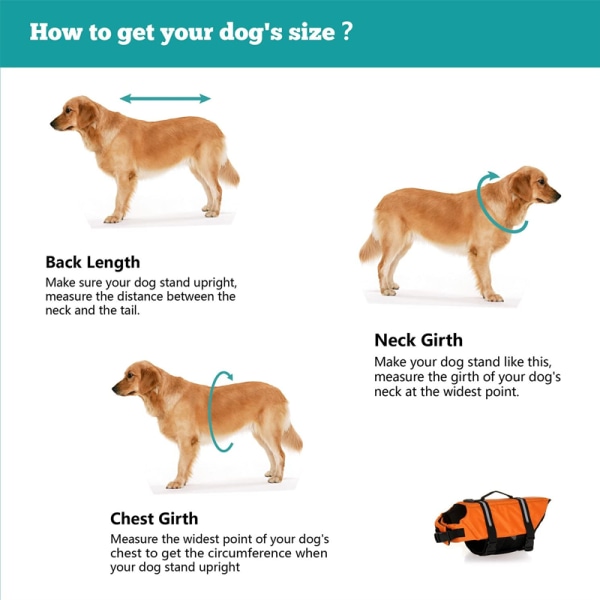 Hundräddningsväst, reflekterande livräddare med räddningshandtag, justerbar flytväst, högflyttningshjälp Dog Saver-Orange-M