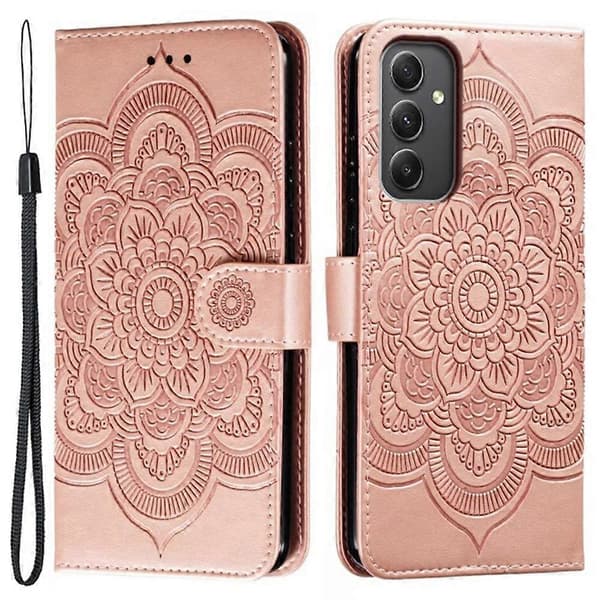Kompatibel med Samsung Galaxy A56 5G mobilskal - PU-läder mandala präglat plånboksfodral, 1 styck.