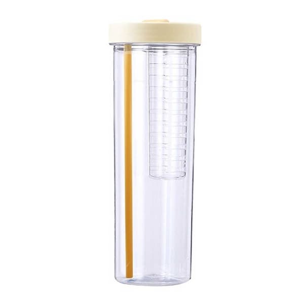 Vannflaske med sugerør og infuser 700ml Transparent