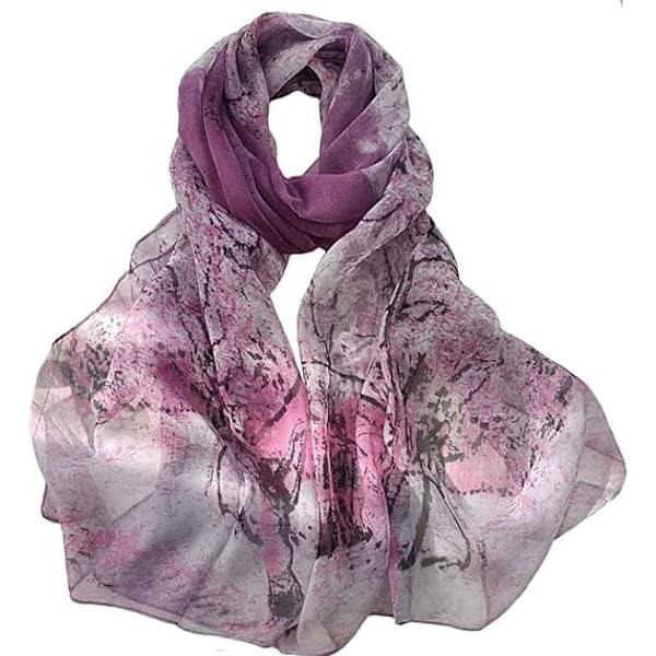 Sjal til kvinder Let Chiffon Sjal Mode Sjal Gennemsigtig Trykt Sjal Ferie Sjal
