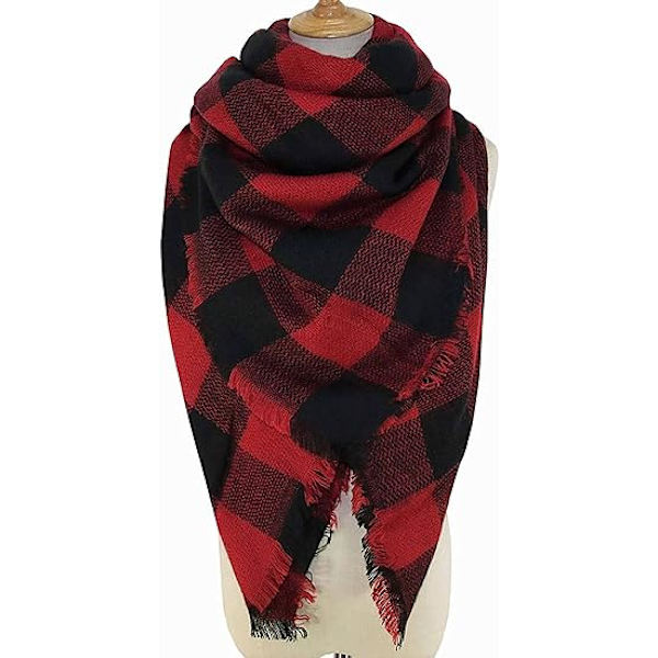 Damerna rutig lyxig varm halsduk vinterscarf dam varm utomhus sjal dam filt bomullsscarf