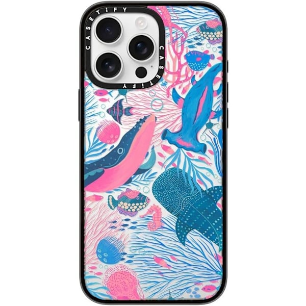 Kompakt iPhone 16 Pro Max Deksel [Lettvekt / 1,2 m 2X Militær Grad Fallbeskyttelse/Slank] - Kirsebær - Klar Svart Under the Sea iPhone 16 Pro Max