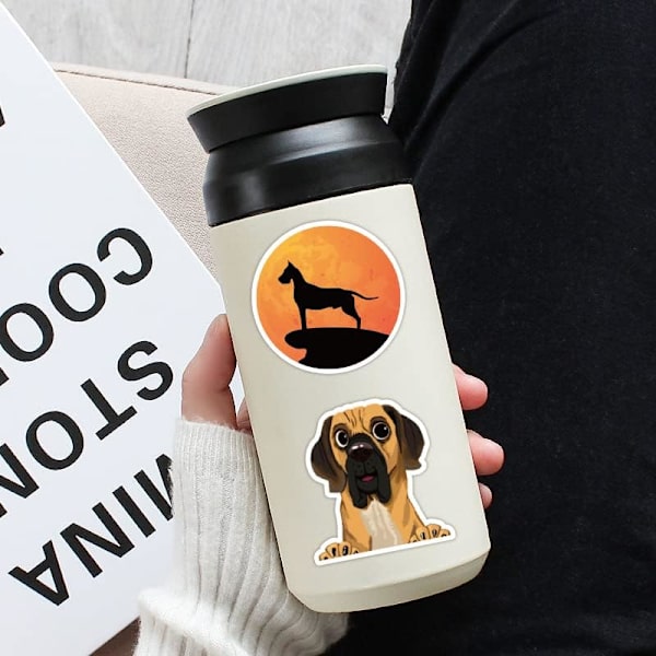 Great Dane Dog Sticker - 50 Pack Cute Dog Sticker Husky Vattentät Guld Hår Sticker Vattenflaska Laptop Utomhus Dekoration Present för Tonåringar