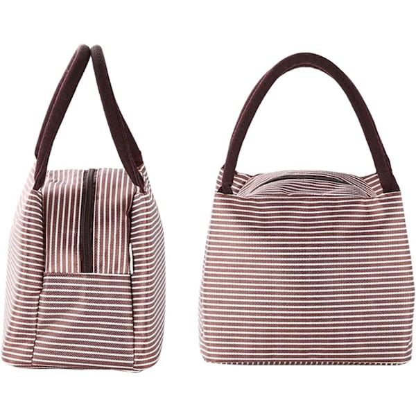 Lunchväska för kontor Lunch Cooler med dragkedja Fällbar Lunch Tote Bag, Återanvändbar Lunchhållare Isolerad Lunchbehållare Picknickväska-Brun 1PCS