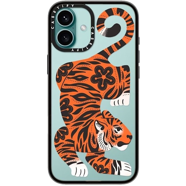 Kompakt iPhone 16 Pro Max Deksel [Lettvekt / 1,2 m 2X Militær Grad Fallbeskyttelse/Slank] - Kirsebær - Klar Svart Fierce Tiger iPhone 16 Plus