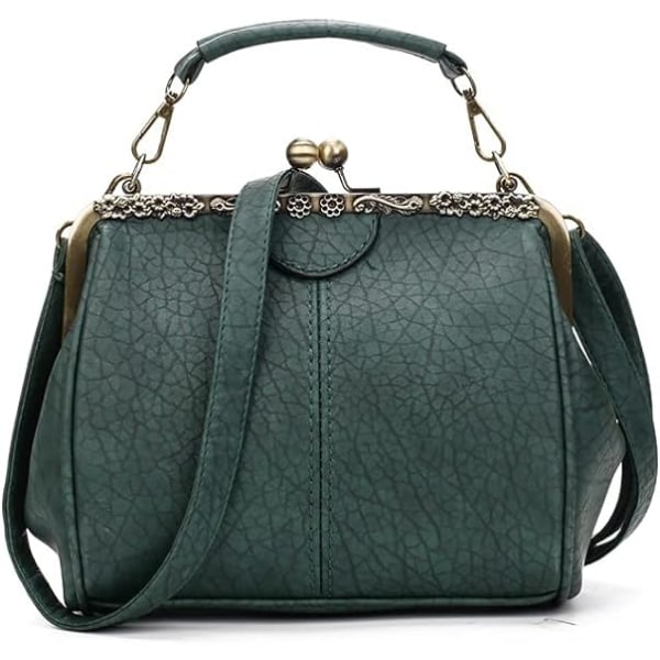 Retro Hollow Handväska för Kvinnor Läder Axelväska Kväll Koppling Väska Kyss Lås Stängning Crossbody Väska Handväska