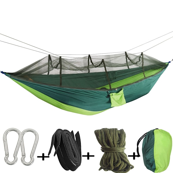 Utendørs camping myggnett hengekøye swing camping møbler innendørs sovesal utendørs terrasse seng hengekøye Dark green (green) 260*140CM