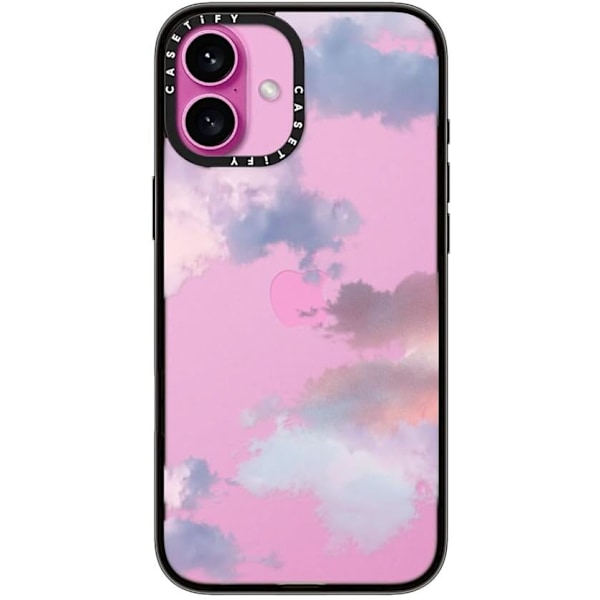 Kompakt iPhone 16 Pro Max Deksel [Lettvekt / 1,2 m 2X Militær Grad Fallbeskyttelse/Slank] - Kirsebær - Klar Svart Clouds iPhone 16 Plus