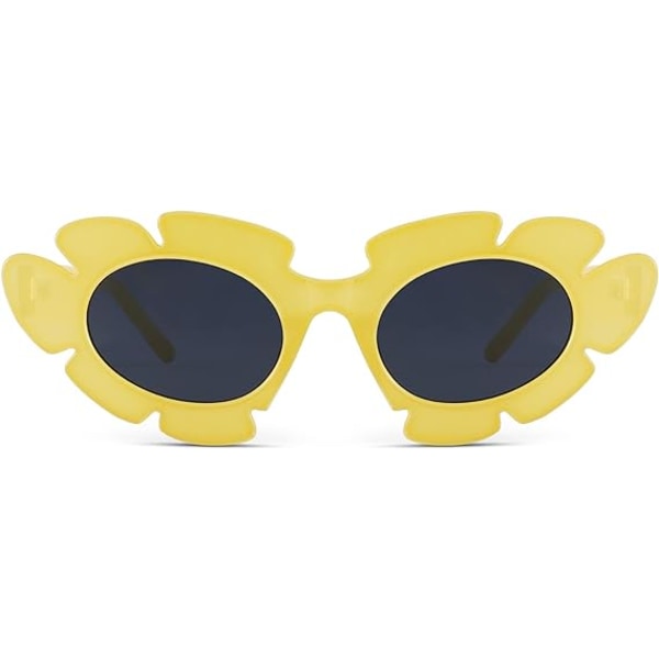 Trendy Cat Eye Blomster Solbriller til Kvinder Mænd Retro Mode Nøgen Tykke Skygger UV400 Beskyttelse Solbriller