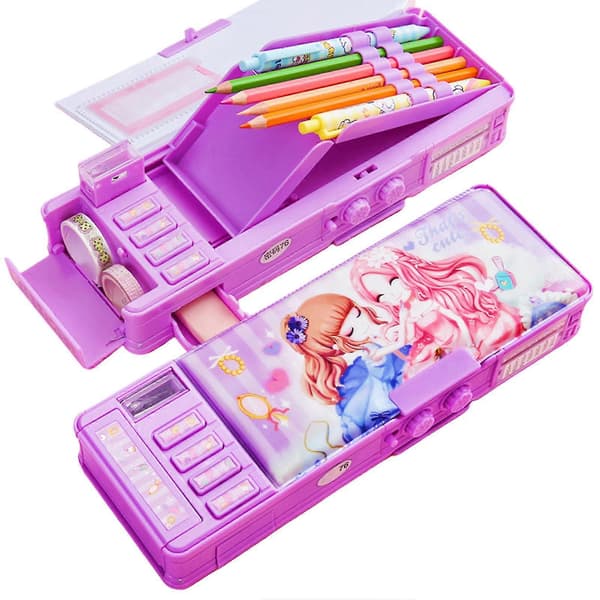 Studentpennfodral Multifunktionell Pennfodral Organizer för Barn Pojkar Flickor purple 1pcs