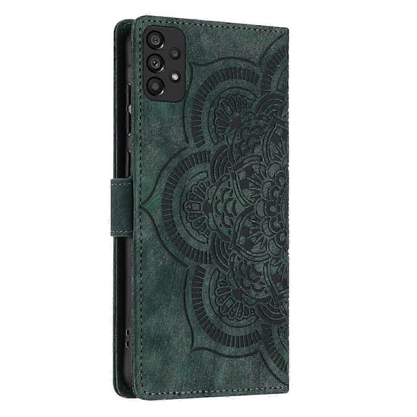 Mandala Embossed Retro Frosted Leather Phone Case Gree