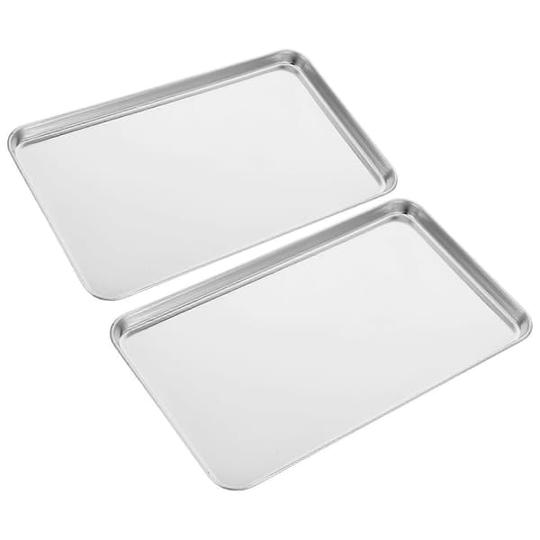 2 st hushållsrostfritt stål bakplåt grillplåt kök platt bottenbricka
