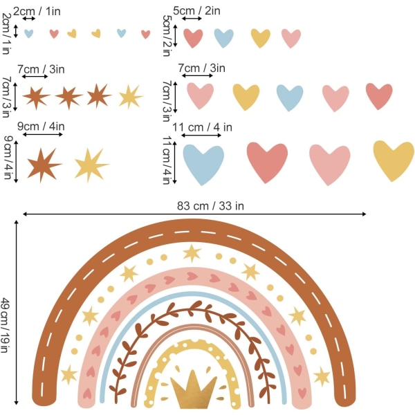 Sateenkaari Seinätarrat Boho Vesiväri Sateenkaari Sydän Tähti Seinätarrat Vauvan Lastenhuone Tyttöjen Makuuhuone Olohuone Seinäkoriste