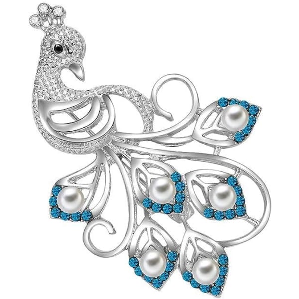 1X Xmas Present Silver Peacock Lapel Pin Emalj Pin Brosch Smycken Corsage Button Klänning Scarf Sjal Clip Bag Ornament Användbart och praktiskt
