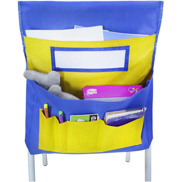 Multifunksjonell stolrygglomme-diagram Klasseromsetelarrangør med navneskiltlomme Setepose Bag Stol Lommestolsekk
