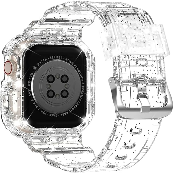 Kompatibel med Crystal Clear Apple Watch Remme, 41mm 40mm 38mm med Bumper Case til Mænd Kvinder Jelly Sport Case og Rem