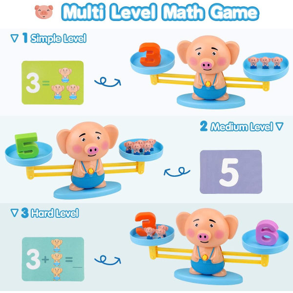 Siisti matematiikkapeli 3-5-vuotiaille lapsille, porsas koulutuslaskenta lelu STEM esikoulu digitaalinen oppimispeli