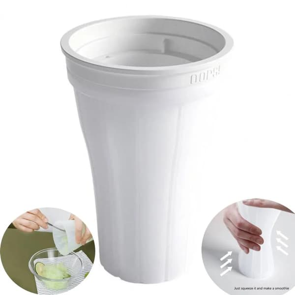 Squeeze Cup Maker, Slush Smoothie Cup, Slushy Maker Cup, Magic Quick Frozen Sundae Cup, Ice Shake Cup, Portable Homemade Smoothie Cup (White)