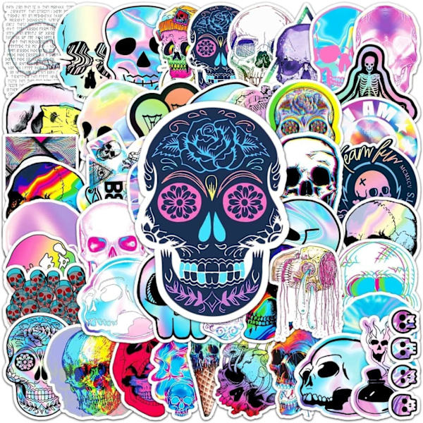 50 \"Terrible Cool Skull\" Graffiti Vandtætte Vinylklistermærker til Laptops, Mobiltelefoner, Skateboards, Kuffert, Vandflasker