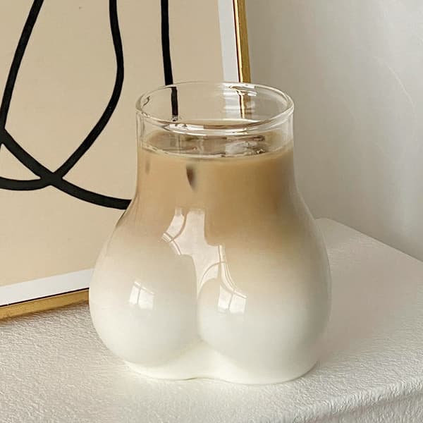 Iskaffekopp e Butt Glass 450ml Glas Morsom kaffekopp Dr
