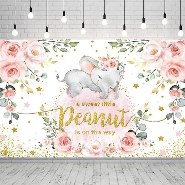 Rosa blomster elefant babyshower banner elefant babyshower bakgrunn for jente babyshower festdekorasjoner rosa fotografering bakgrunn