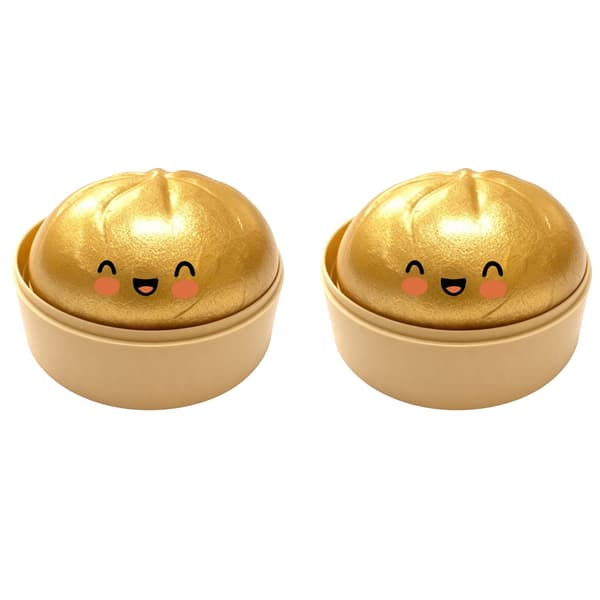 2-pakke Dumpling Squishy Stressball, Glitterball Squishy, Sensorisk Klemmeleke for Stresslindring (gull)