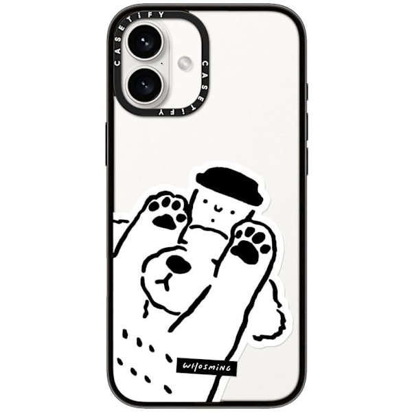 Kompakt iPhone 16 Pro Max Deksel [Lettvekt / 1,2 m 2X Militær Grad Fallbeskyttelse/Slank] - Kirsebær - Klar Svart Dog Loves Coffee iPhone 16 Plus