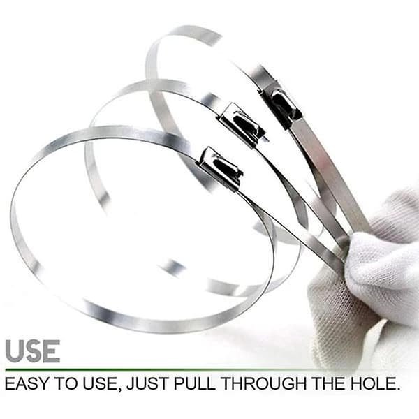 100 PCS Stainless Steel Self-Locking Metallic Cable Ties for Multi-Purpose Use